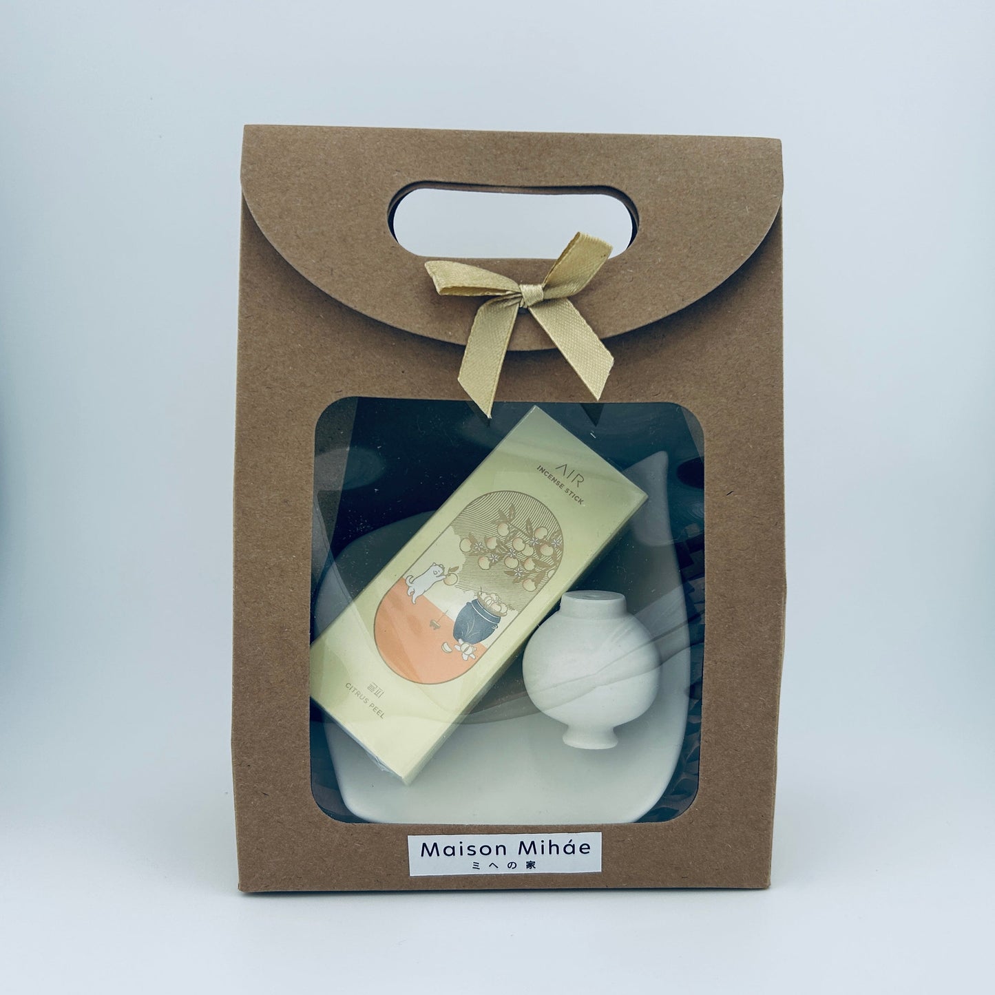 Moon Jar Incense Holder in Black & Incense Stick set