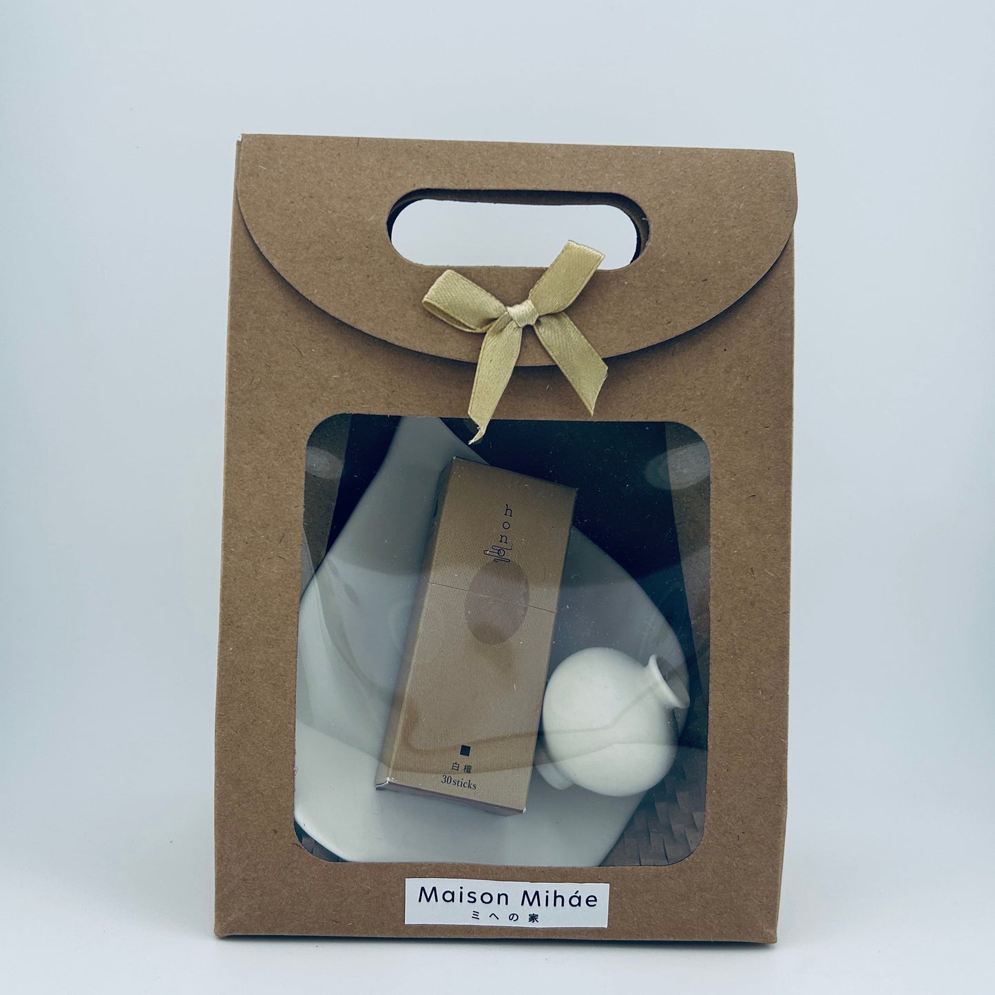 Moon Jar Incense Holder in Black & Incense Stick set