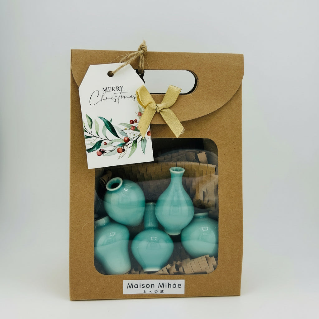 Korean Mini Ceramic Jar Set - Glossy Jade