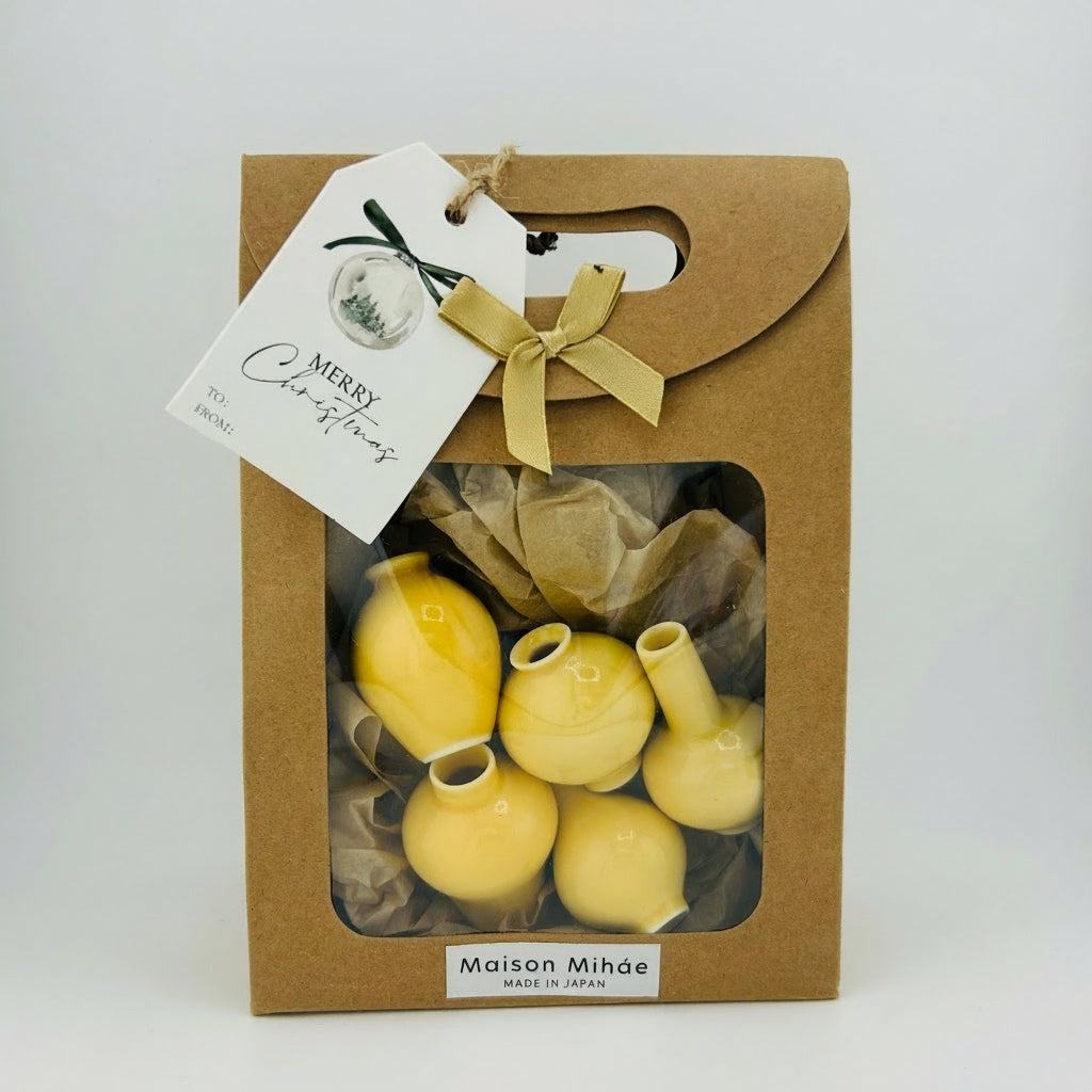 Korean Mini Ceramic Jar Set - Glossy Yellow