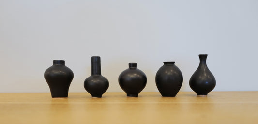 Korean Mini Ceramic Jar Set - Matt Black