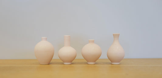 Korean Mini Ceramic Jar Set - Matt Pink