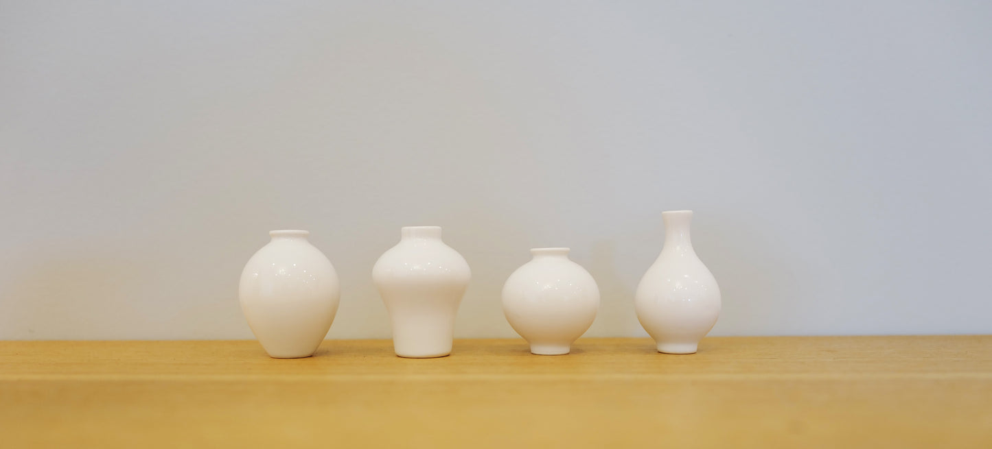 Korean Mini Ceramic Jar Set - Glossy White