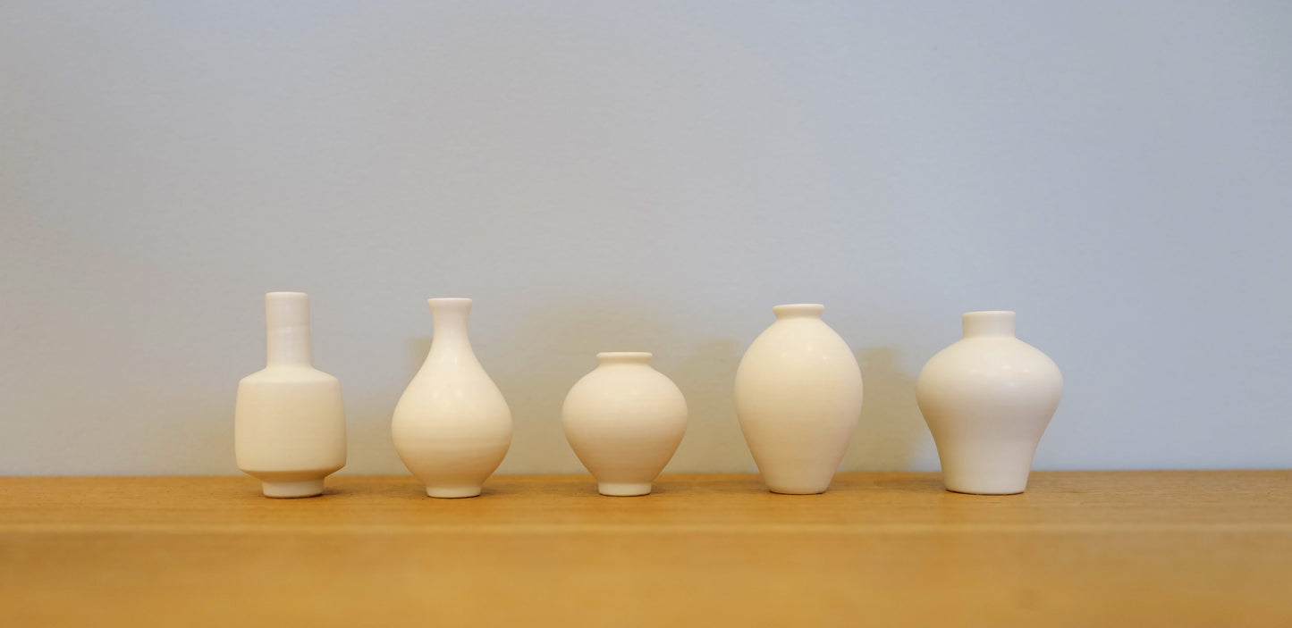 Korean Mini Ceramic Jar Set -  Matt White