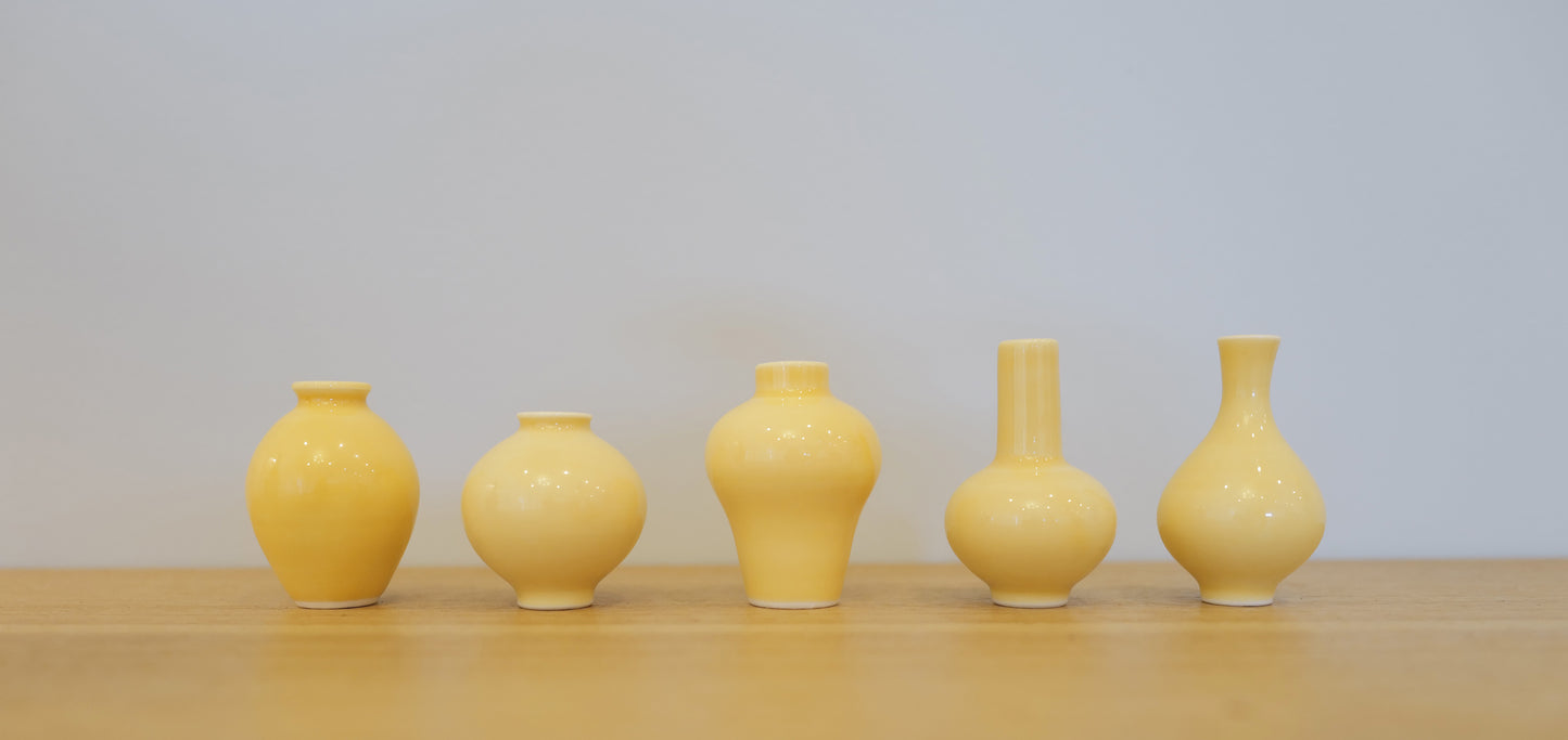 Korean Mini Ceramic Jar Set - Glossy Yellow